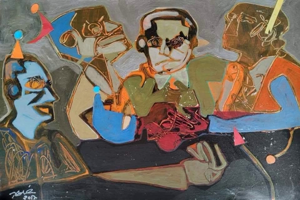 التشكيلي منصور الهبر.. وجوه بارزة في زحام&nbsp;المشاعر